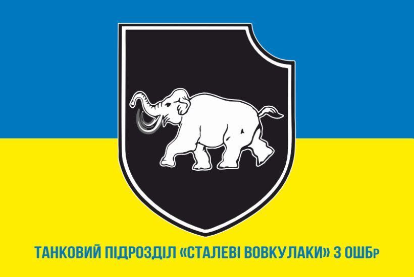 Flag of the &ldquo;Steel Werewolves&rdquo; Tank Unit, 3rd Armored Brigade of the Armed Forces of Ukraine. Version 02 654 photo