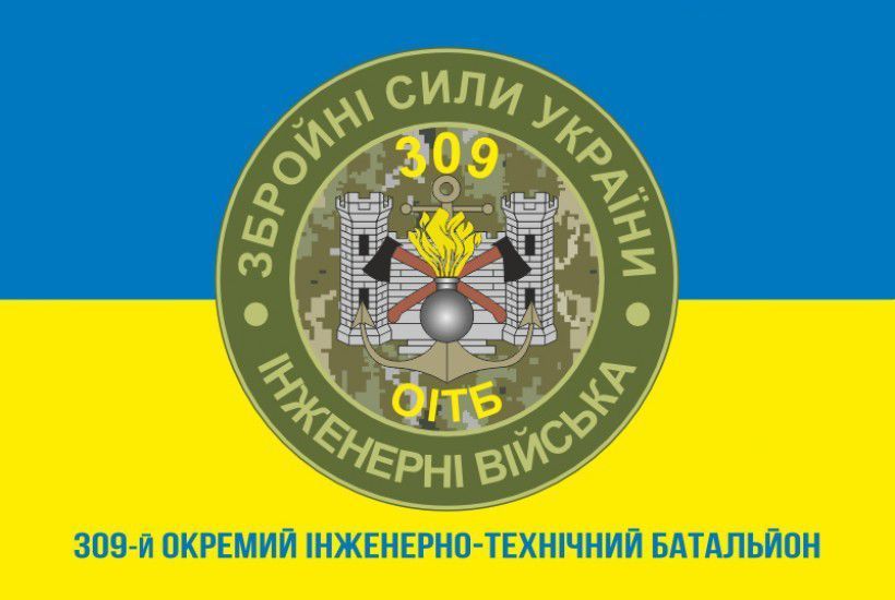 Flag of the 309th OITB (Separate Engineering and Technical Battalion) of the Armed Forces of Ukraine. Variant-03 387 photo